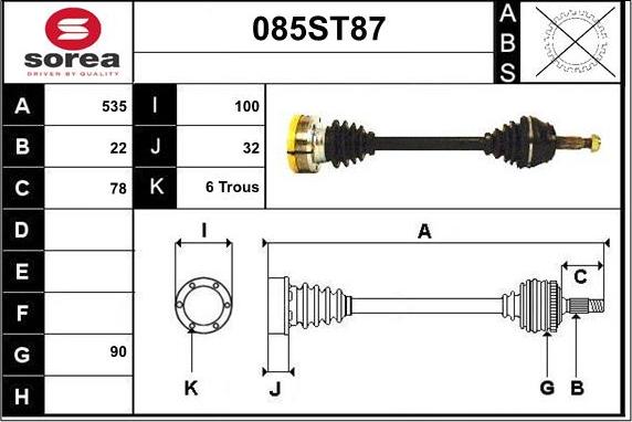 STARTCAR 085ST87 - Arbre de transmission droxauto.com