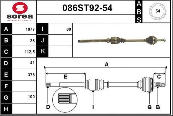 STARTCAR 086ST92-54 - Arbre de transmission droxauto.com