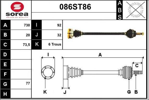 STARTCAR 086ST86 - Arbre de transmission droxauto.com