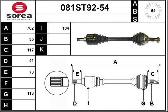STARTCAR 081ST92-54 - Arbre de transmission droxauto.com
