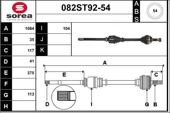 STARTCAR 082ST92-54 - Arbre de transmission droxauto.com