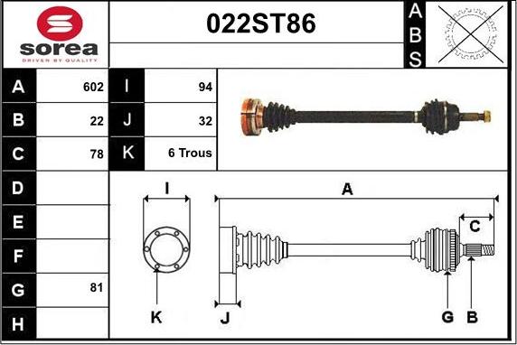 STARTCAR 022ST86 - Arbre de transmission droxauto.com