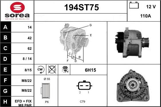 STARTCAR 194ST75 - Alternateur droxauto.com