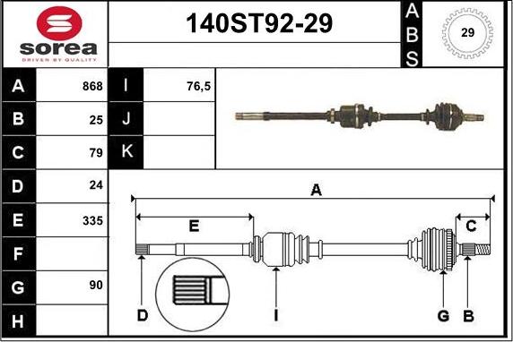 STARTCAR 140ST92-29 - Arbre de transmission droxauto.com