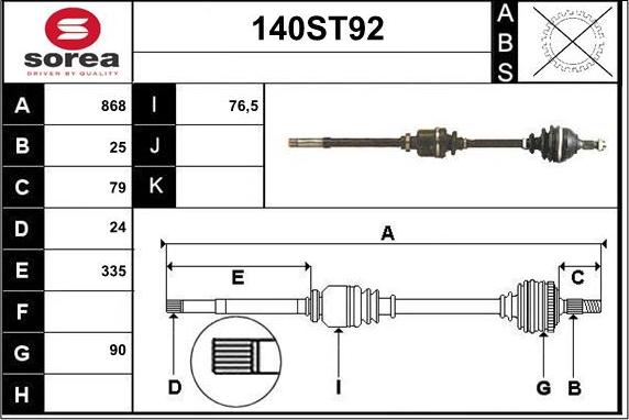 STARTCAR 140ST92 - Arbre de transmission droxauto.com