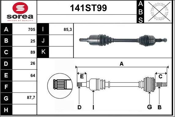 STARTCAR 141ST99 - Arbre de transmission droxauto.com