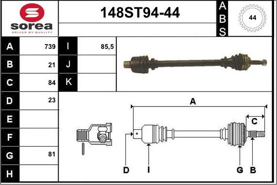 STARTCAR 148ST94-44 - Arbre de transmission droxauto.com
