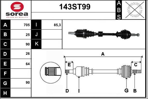 STARTCAR 143ST99 - Arbre de transmission droxauto.com