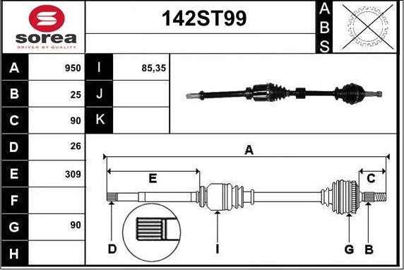 STARTCAR 142ST99 - Arbre de transmission droxauto.com