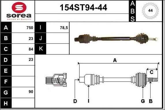 STARTCAR 154ST94-44 - Arbre de transmission droxauto.com
