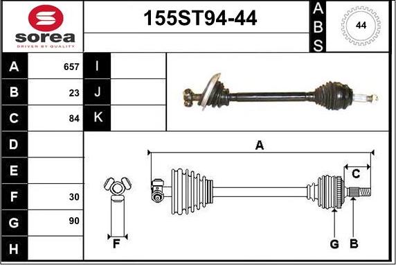 STARTCAR 155ST94-44 - Arbre de transmission droxauto.com