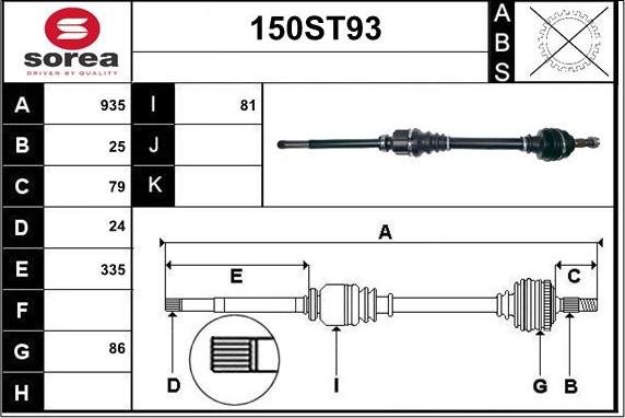 STARTCAR 150ST93 - Arbre de transmission droxauto.com