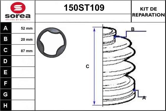 STARTCAR 150ST109 - Joint-soufflet, arbre de commande droxauto.com