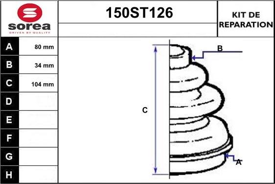 STARTCAR 150ST126 - Joint-soufflet, arbre de commande droxauto.com