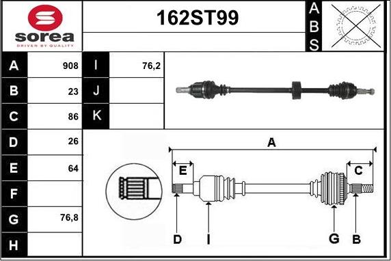 STARTCAR 162ST99 - Arbre de transmission droxauto.com