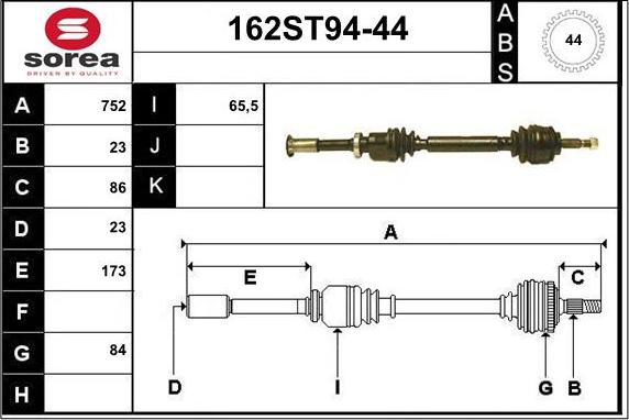 STARTCAR 162ST94-44 - Arbre de transmission droxauto.com
