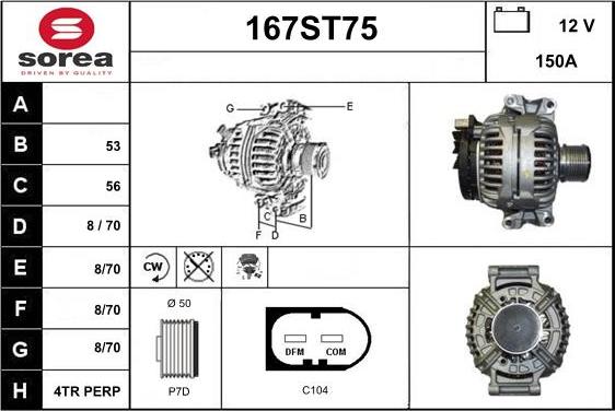 STARTCAR 167ST75 - Alternateur droxauto.com