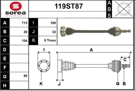 STARTCAR 119ST87 - Arbre de transmission droxauto.com