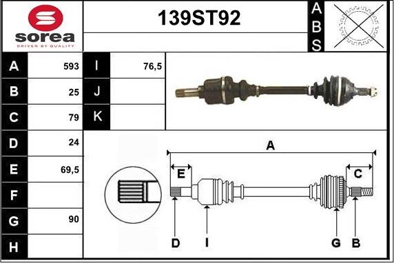 STARTCAR 139ST92 - Arbre de transmission droxauto.com