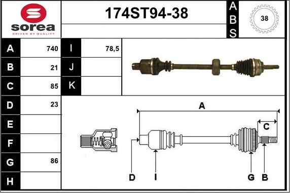 STARTCAR 174ST94-38 - Arbre de transmission droxauto.com