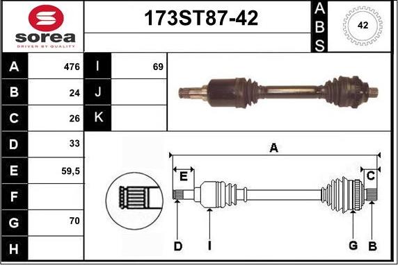 STARTCAR 173ST87-42 - Arbre de transmission droxauto.com