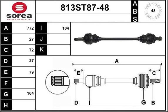 STARTCAR 813ST87-48 - Arbre de transmission droxauto.com