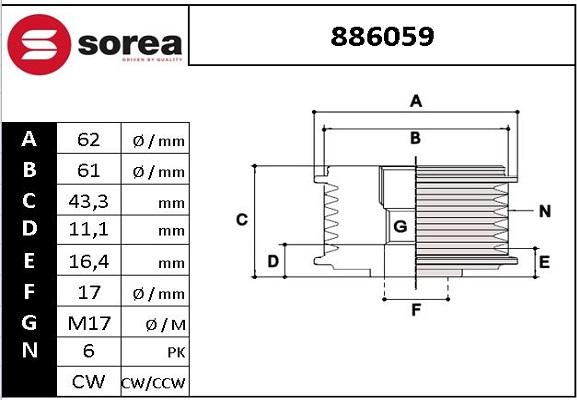 STARTCAR 886059 - Poulie, alternateur droxauto.com