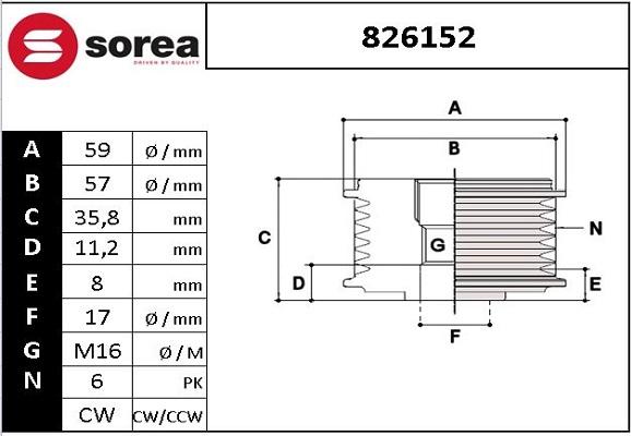 STARTCAR 826152 - Poulie, alternateur droxauto.com