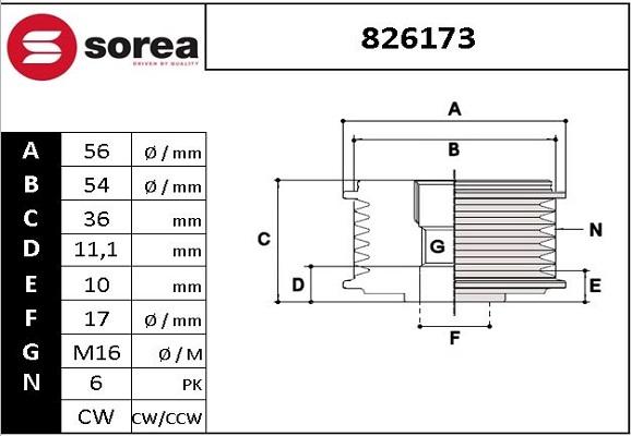 STARTCAR 826173 - Poulie, alternateur droxauto.com