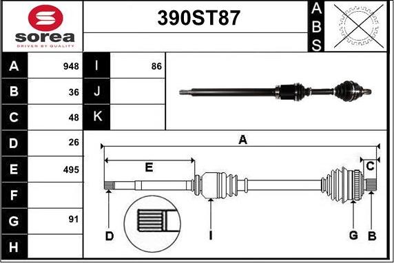 STARTCAR 390ST87 - Arbre de transmission droxauto.com