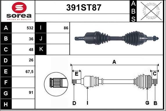 STARTCAR 391ST87 - Arbre de transmission droxauto.com