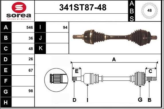 STARTCAR 341ST87-48 - Arbre de transmission droxauto.com