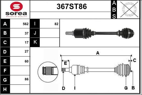 STARTCAR 367ST86 - Arbre de transmission droxauto.com