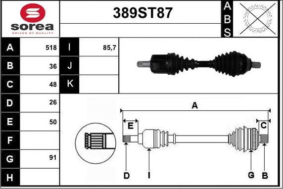 STARTCAR 389ST87 - Arbre de transmission droxauto.com