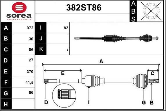 STARTCAR 382ST86 - Arbre de transmission droxauto.com