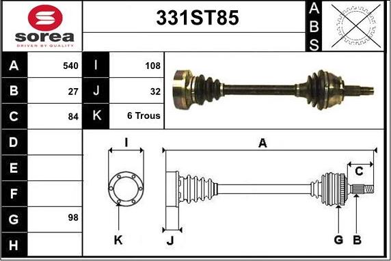 STARTCAR 331ST85 - Arbre de transmission droxauto.com