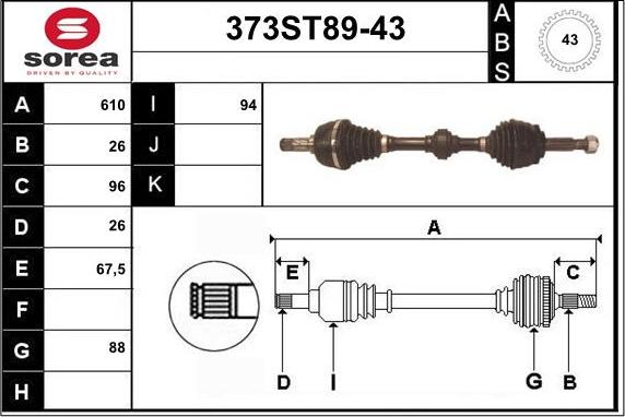 STARTCAR 373ST89-43 - Arbre de transmission droxauto.com