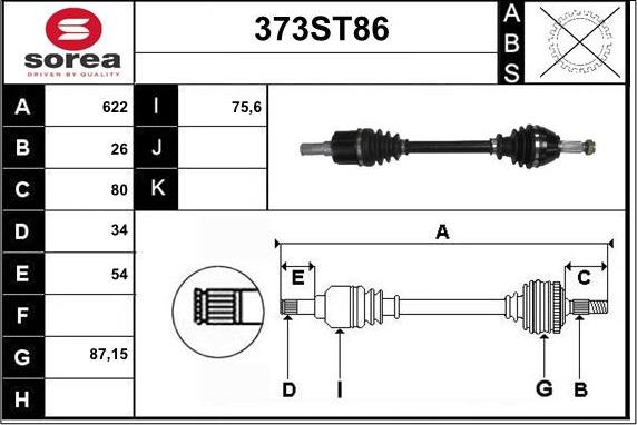 STARTCAR 373ST86 - Arbre de transmission droxauto.com