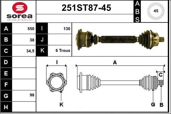 STARTCAR 251ST87-45 - Arbre de transmission droxauto.com