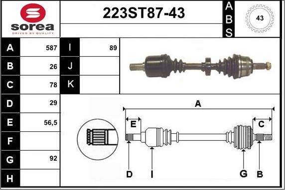 STARTCAR 223ST87-43 - Arbre de transmission droxauto.com