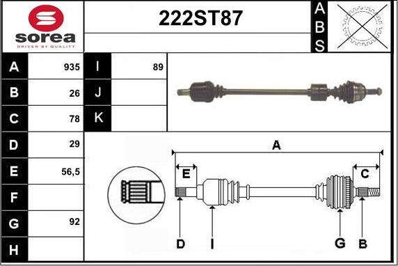 STARTCAR 222ST87 - Arbre de transmission droxauto.com