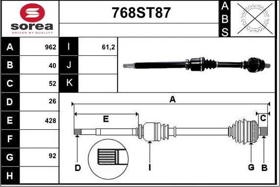 STARTCAR 768ST87 - Arbre de transmission droxauto.com