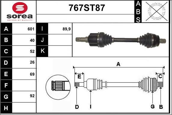 STARTCAR 767ST87 - Arbre de transmission droxauto.com