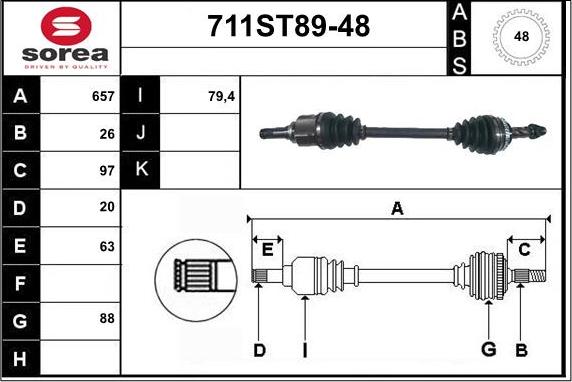 STARTCAR 711ST89-48 - Arbre de transmission droxauto.com
