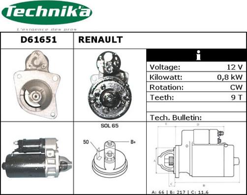 Technika D61651 - Démarreur droxauto.com