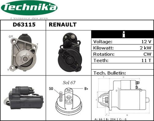 Technika D63115 - Démarreur droxauto.com