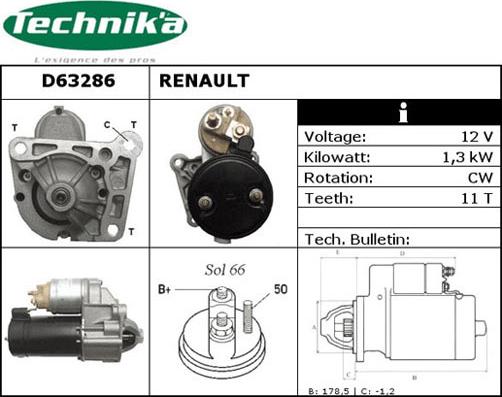 Technika D63286 - Démarreur droxauto.com
