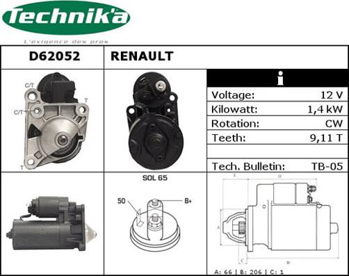 Technika D62052 - Démarreur droxauto.com