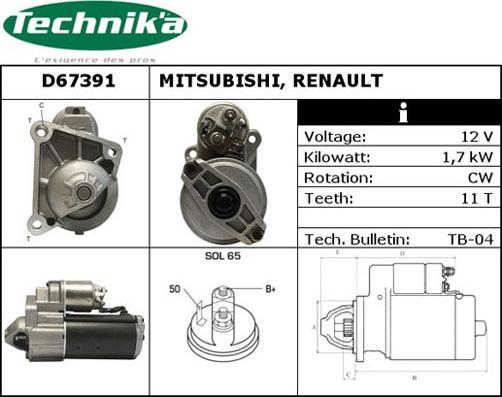 Technika D67391 - Démarreur droxauto.com