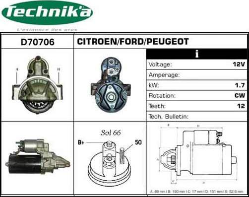 Technika D70706 - Démarreur droxauto.com